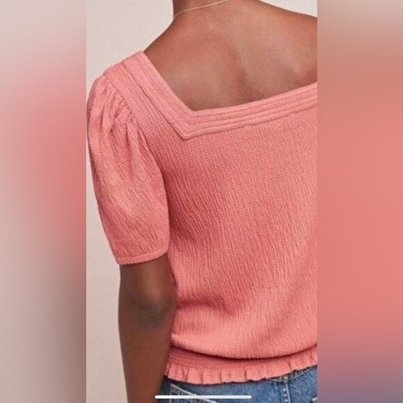 Anthropologie Dolan Vanessa Smocked Peasant Prairie Feminine Minimalist Top M - Picture 2 of 7